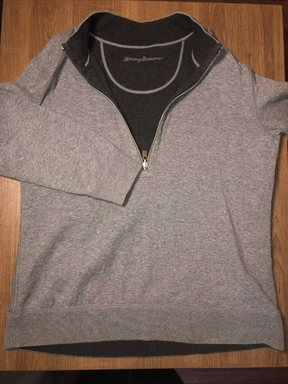 Tommy Bahama Black Gray Half Zip Sweater Pullover Men's Size Medium Reversible
